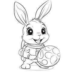 Obraz premium Bunny with a ball in space suit coloring page