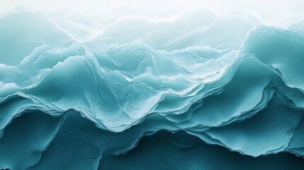 An abstract depiction of layered blue mountainlike forms