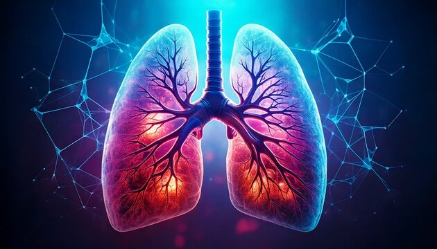 Generated image : poumons humains sur fond m&eacute;dical t&eacute;chnologique