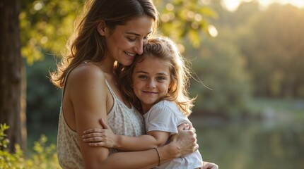 mother and daughter hugging