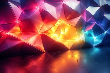 Vibrant Geometric Shapes in a Futuristic Setting