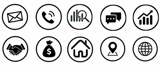 Business icon for company connection set in different style. Name, phone, mobile, place, location, mail, website and message card sign. Contact symbol design template. Vector 10 eps