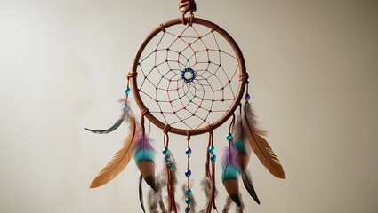 Dream catcher with feathers threads and beads rope hanging. Dreamcatcher handmade
