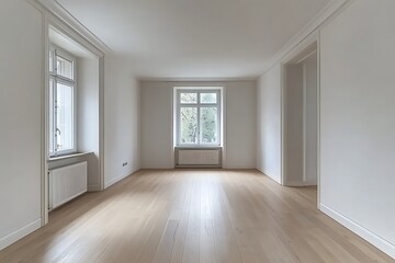 Bright minimalist interior with view high resolution photo