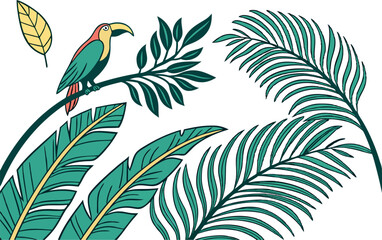 Tropical Leaves Vector Illustration – Exotic Greenery Clipart