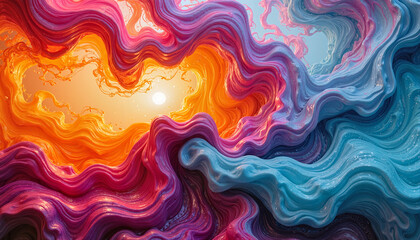 Fototapeta premium Vibrant swirls of color in fluid motion, creative expression
