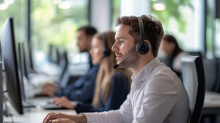 Modern Insurance Agents Engaged in Tech Support Tasks