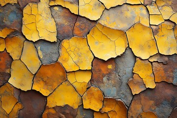 Peeling Yellow Paint on a Textured Surface