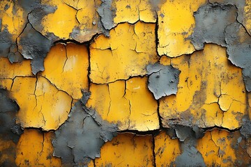 Obraz premium Detailed Close-up of Peeling Yellow Paint on Metal