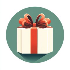 Obraz premium Elegant flat design icon of a present, clean edges and colorful ribbon bow, centered on white 