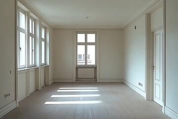Obraz premium Clean white walls empty living space high resolution photo