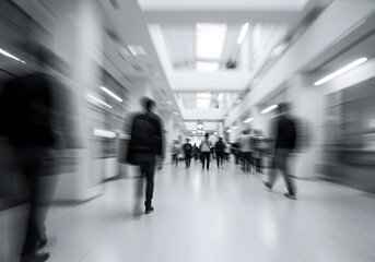 Abstract Blurred Motion of People in a Modern Building