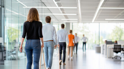 Team Building Rope Pulling Game in Modern Office Setting