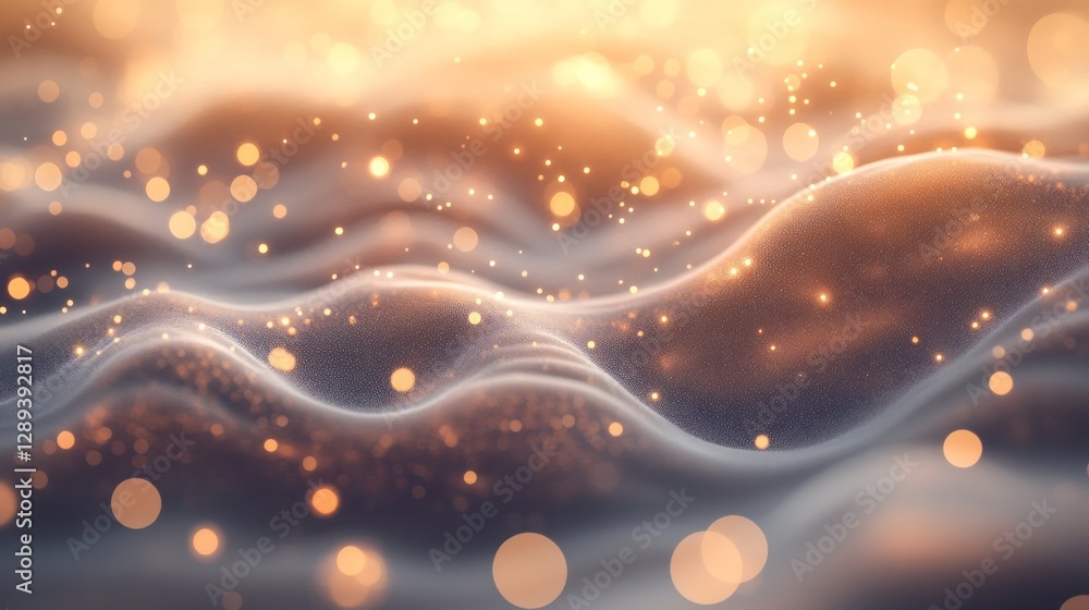 Poster Softly Glowing Waves And Floating Lights Appear To Move Slowly