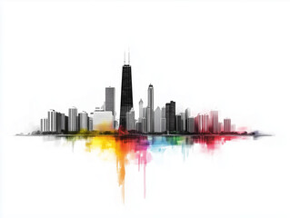 stadt, silhouetten, bauwerk, ortsbild, silhouette, architektur, vektor, hochhaus, städtisch, chicago,  usa, abbildung, business, pueblo, emporragen, down town, himmel, büro, bauwerk, orientierungspunk