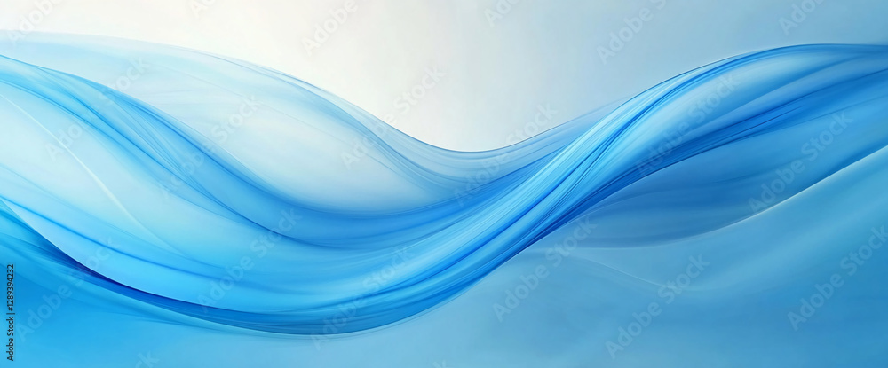 Poster abstract smooth blue wave flowing with soft gradients and curves, symbolizing tranquility, calm, and