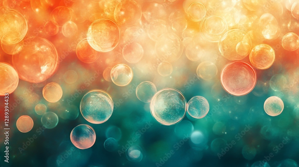 Poster colorful translucent bubbles floating in a vibrant abstract design