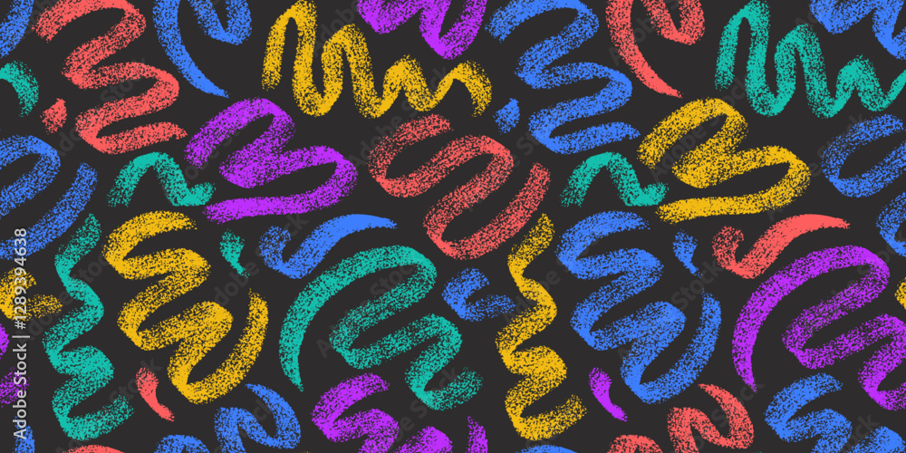 Poster abstract textured hand drawn swirl shapes background. vector seamless pattern with artistic wavy lin