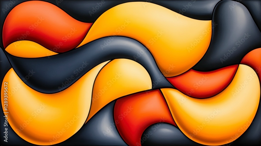 Poster abstract waves of color featuring smooth curves and vibrant tones in a dynamic composition of yellow