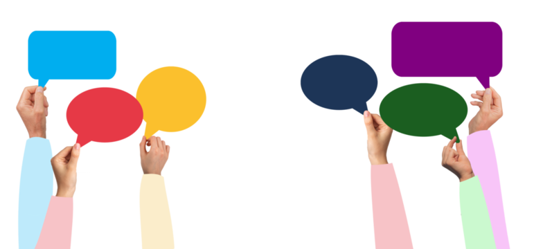 Talk and discussion at business conference. engaging in debate, sharing opinions and feedback. Leadership, expert insights, and team dialogue on stage. Isolated on white background.