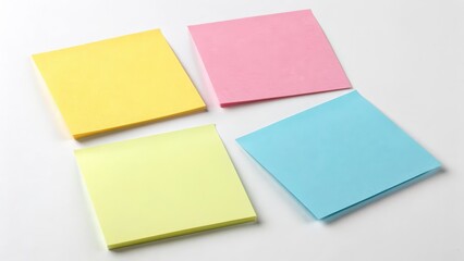 Four Pastel-Colored Sticky Notes on White Background