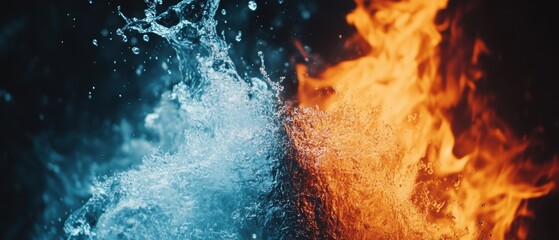 水と火が交わる瞬間の美しさと力強さを表現したアート