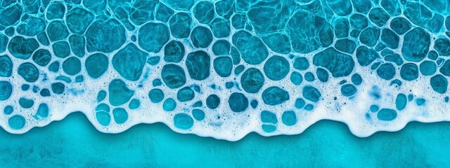 Serene ocean waves forming unique patterns in a tranquil turquoise seascape with frothy white foam.