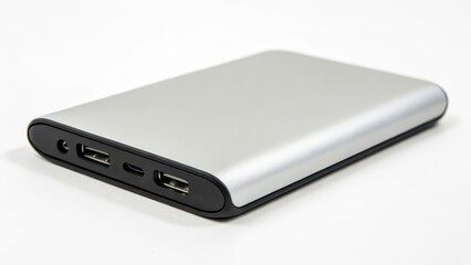 Portable Power Bank on White Background