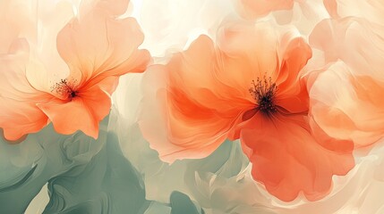 Beautiful flowers rendered with pastel and watercolor like brushstrokes