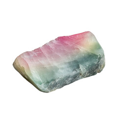 Smooth Tourmaline Piece with Pastel Pink and Rainbow Hues Isolated on Transparent Background