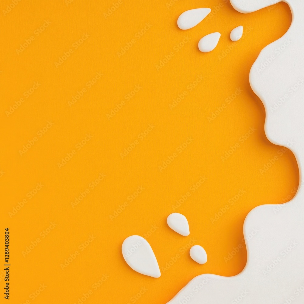 Poster abstract design featuring a vibrant orange background with flowing white elements creating a playful