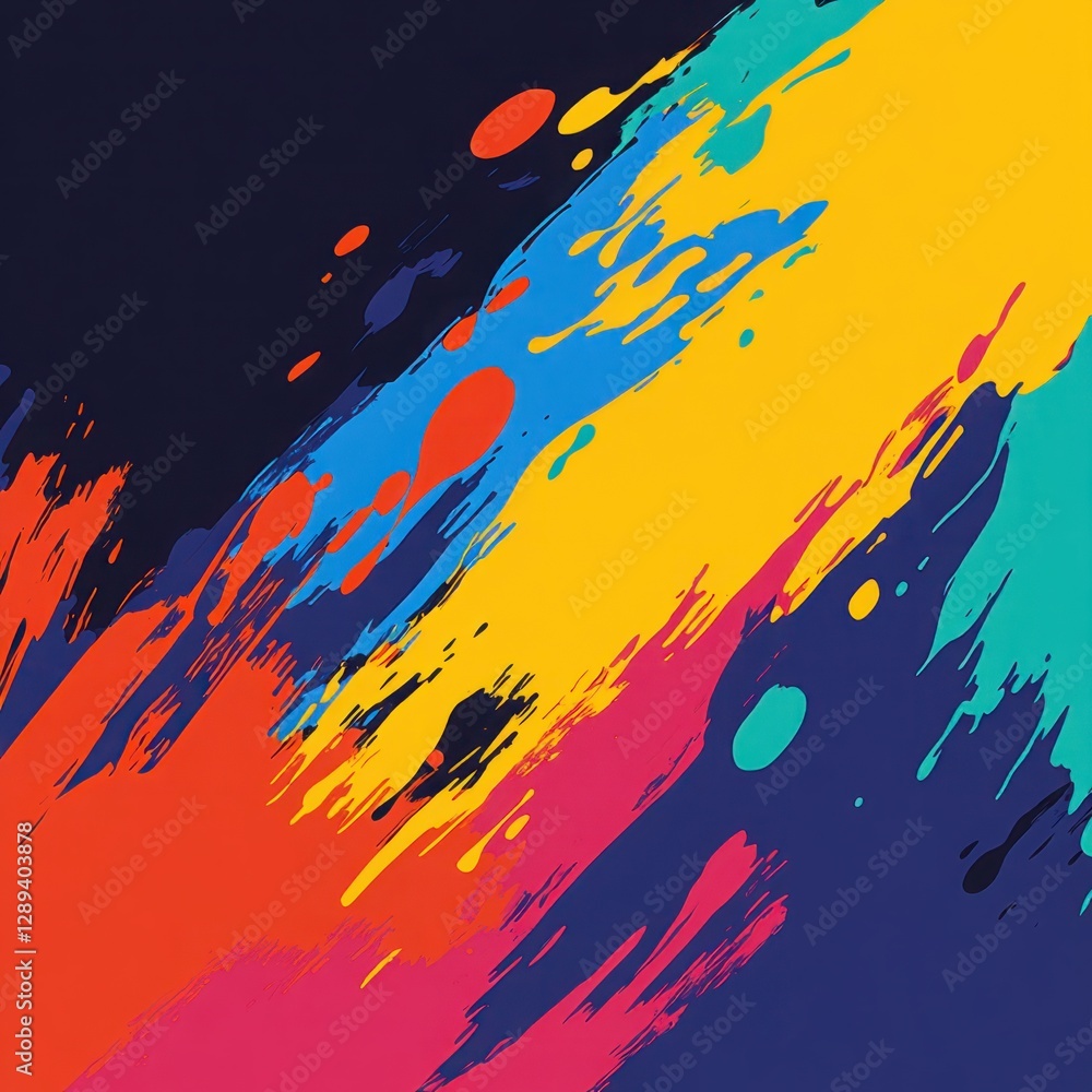 Poster vibrant abstract colorful brush strokes splashing across dark background in artistic expression of e