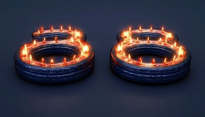 Candles illuminate the numbers 3 and 8. Celebratory