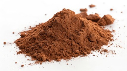 Cocoa Powder Pile on White Background