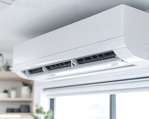 Air conditioner cools a home, with light, shelf view