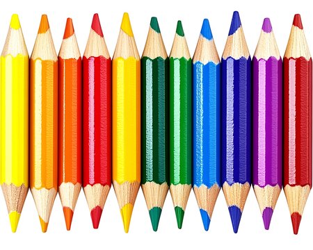 Vivid Colored Pencils Row For Art and School