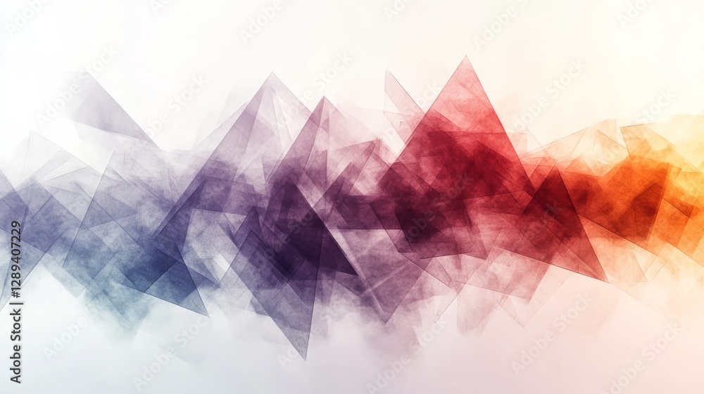 Poster colored geometric abstract triangles overlaid and arranged across the canvas