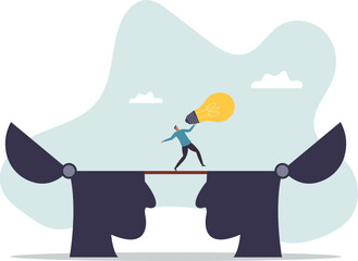 Knowledge transfer or idea sharing between employee or teamwork, skill training or work transition .business concept.flat character.