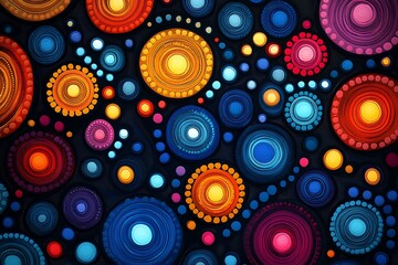 Fototapeta premium Vibrant Abstract Circle Pattern on Dark Background