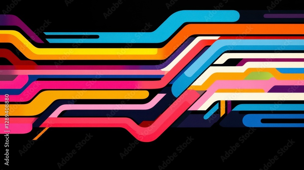 Poster abstract colorful lines on a black background creating a modern artistic design that inspires creati