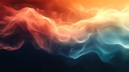 Abstract layered smoke with orange red and blue colors