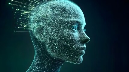 Obraz premium Futuristic Visualization with Glowing Neural Network Connections