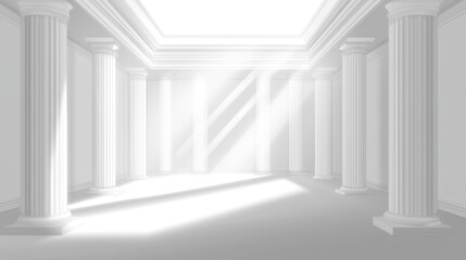 Obraz premium White columns from an ancient building are seen in this 3D vector picture. They are perfect for decorating a museum, palace, or other important building.