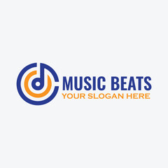 music beats logo design vector