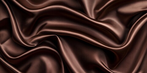 Fototapeta premium Luxurious satin background featuring rich chocolate brown tones and high-contrast highlights for an elegant and sophisticated design
