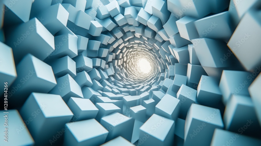 Poster tunnel of cubes perspective showcasing a visual abstract concept