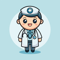 Fototapeta premium Cute Male Doctor Cartoon Vector Illustration