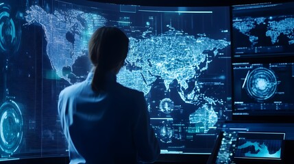 Futuristic Emergency Response Center with Global Data Analytics and Visualization