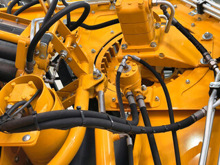 Intricate details of a hydraulic motor showcasing its robust functionality and engineering...