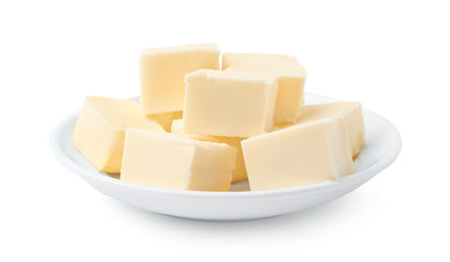 Pieces of fresh butter isolated on white